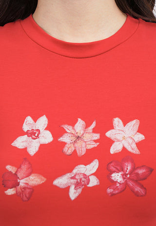 Graphic Crop T-Shirt with Frill Hem Details