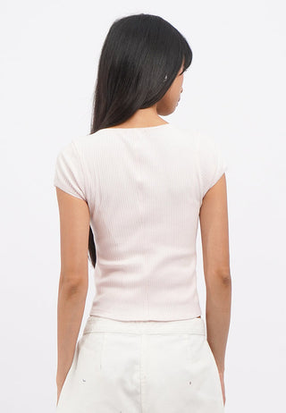 Button Up Short Sleeve Rib Top
