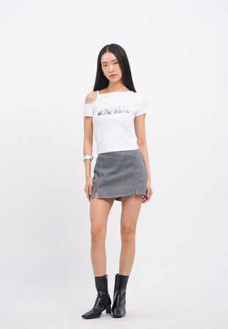 Front Tie Short Sleeve Graphic Top