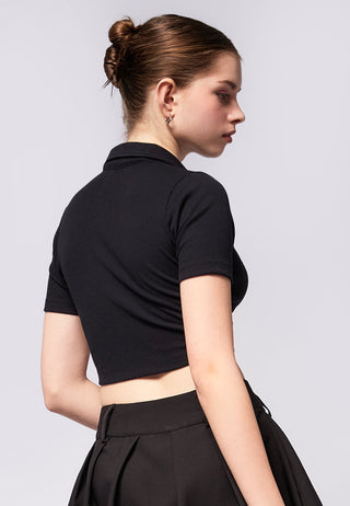 Ruched Polo Crop Top
