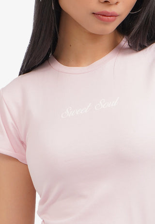 Roll Up Side Ruched T-Shirt L.Pink