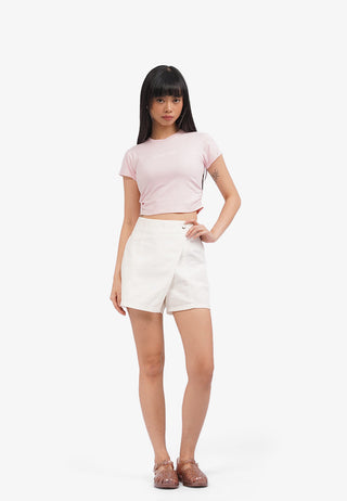 Roll Up Side Ruched T-Shirt L.Pink