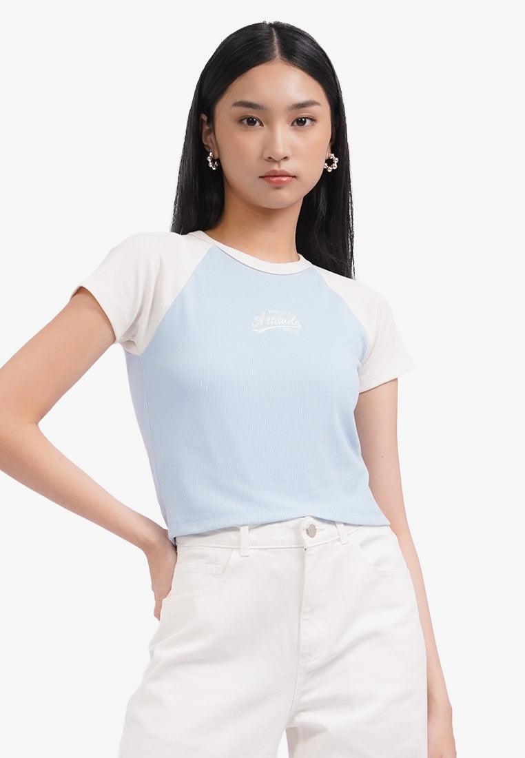 Short Sleeve Raglan Logo T-Shirt L.Blue – COLORBOX - Indonesia