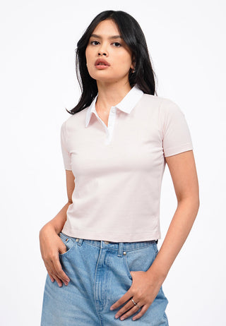 Contrast Collar Buttoned Polo Shirt