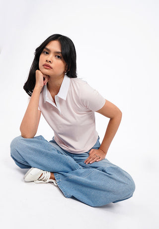 Contrast Collar Buttoned Polo Shirt