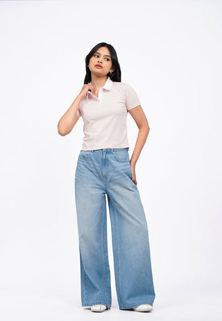 Contrast Collar Buttoned Polo Shirt