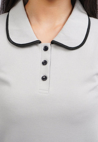 Lettuce Hem Collared Knit Top