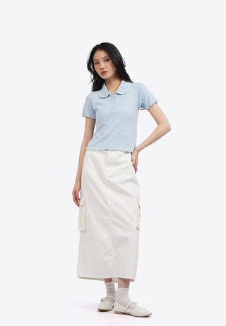 Lettuce Hem Collared Knit Top