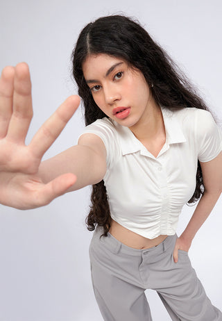 Short Sleeve Ruched Crop Top