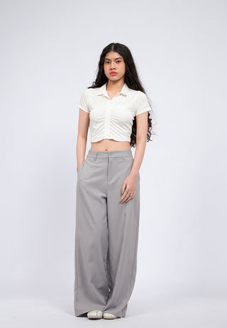 Short Sleeve Ruched Crop Top