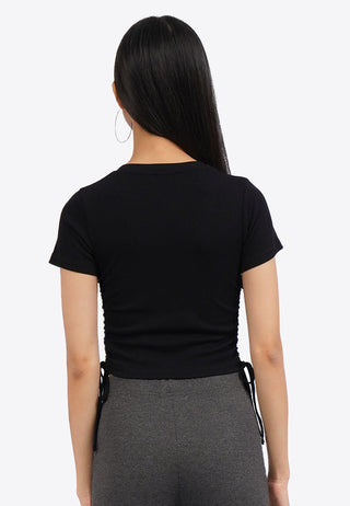 Short Sleeve Crop Top with Side Tie