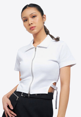 Short Sleeve Top with Buckled Side