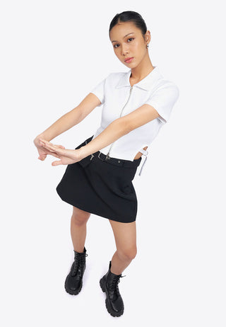 Short Sleeve Top with Buckled Side