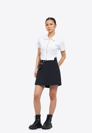 Short Sleeve Top with Buckled Side