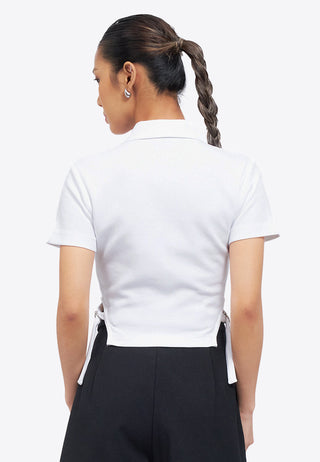 Short Sleeve Top with Buckled Side