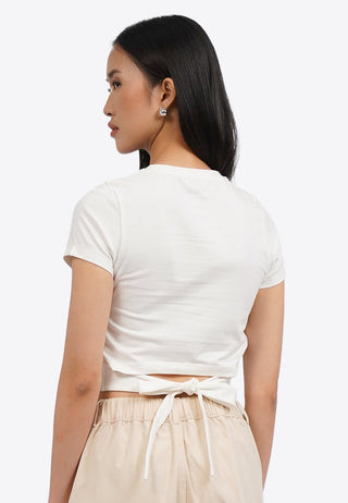 Back Tie Short Sleeve Graphic T-Shirt