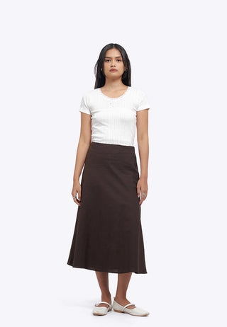 Lace Trim Pointelle Fitted Tee