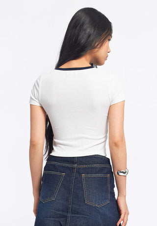 Contrast Details Fitted Crop Top
