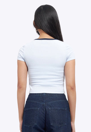 Contrast Details Fitted Crop Top