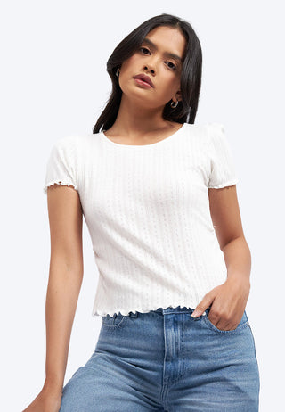 Short Sleeve Pointelle Top