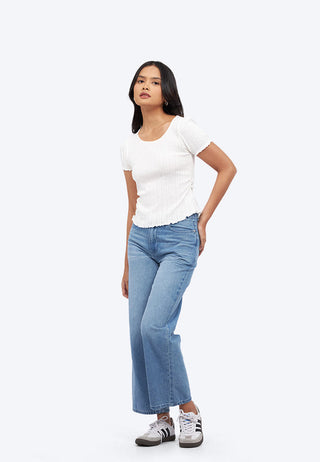 Short Sleeve Pointelle Top