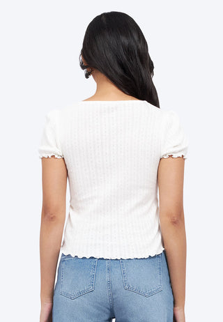 Short Sleeve Pointelle Top