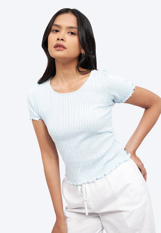 Short Sleeve Pointelle Top