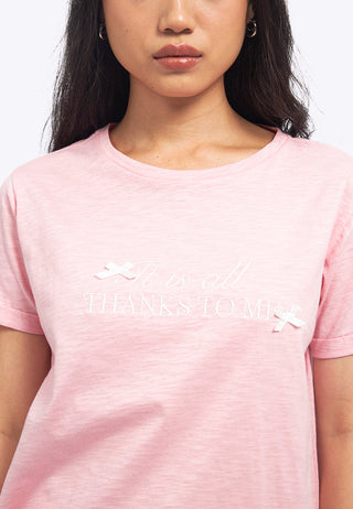 Roll Up Sleeves T-Shirt with Ribbon