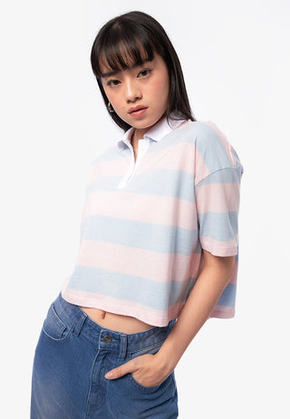 Short Sleeve Crop Polo Shirt