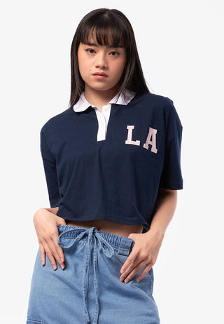 Short Sleeve Crop Polo Shirt