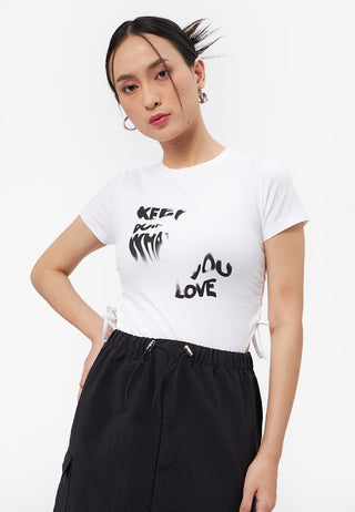 Side Ruched Graphic T-Shirt