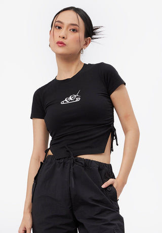 Side Ruched Graphic T-Shirt