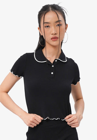 Lettuce Hem Short Sleeve Polo Top