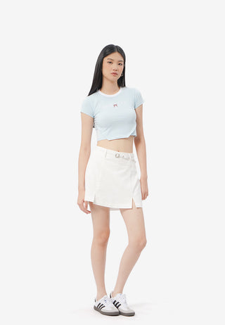 Contrast Neck Cropped T-Shirt