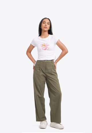 Fitted Graphic Top with Side Drawstring