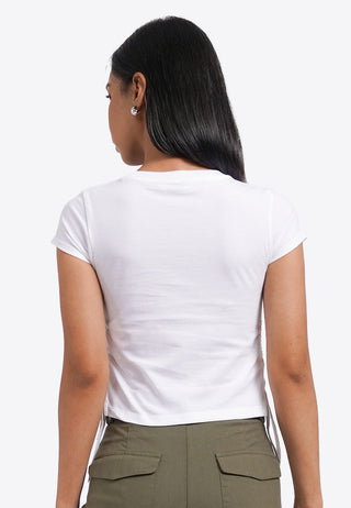 Fitted Graphic Top with Side Drawstring