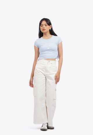 Fitted Graphic Top with Side Drawstring