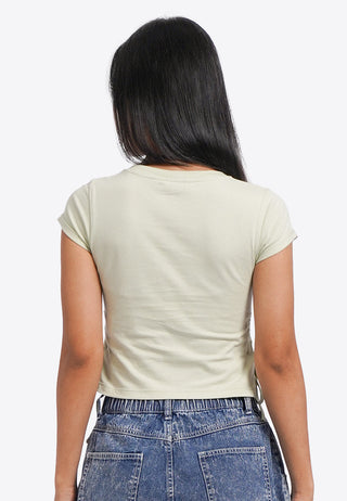 Fitted Graphic Top with Side Drawstring