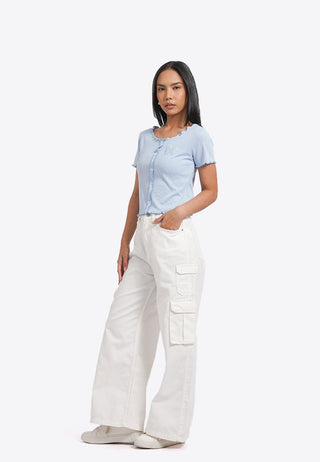 Contrast Trimming Short Sleeve Top