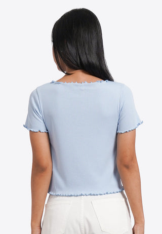 Contrast Trimming Short Sleeve Top