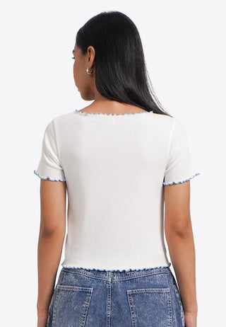 Contrast Trimming Short Sleeve Top