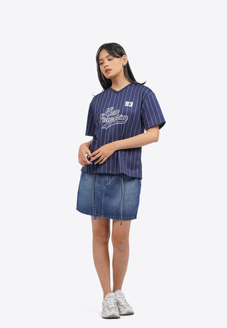 Oversized V-Neck Stripes T-Shirt