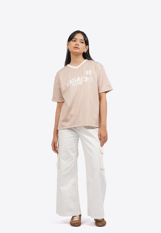 Oversized V-Neck Stripes T-Shirt