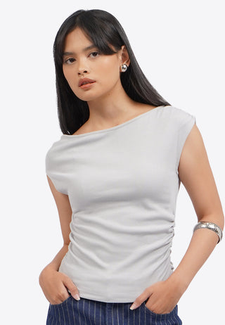 Asymmetrical Sleeveless Ruched Top