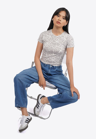 Printed Short Sleeve Crop T-Shirt