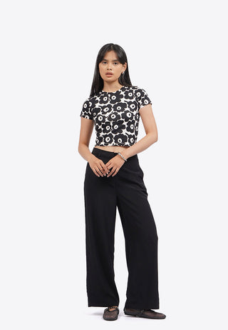 Printed Short Sleeve Crop T-Shirt
