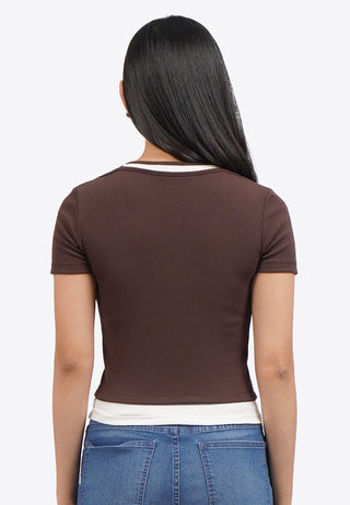 Double Layer Short Sleeve Crop Top
