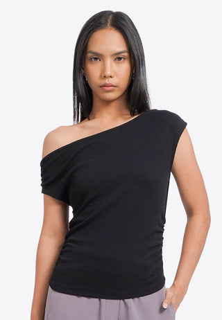 Asymmetrical Sleeveless Ruched Top