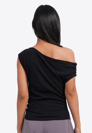 Asymmetrical Sleeveless Ruched Top