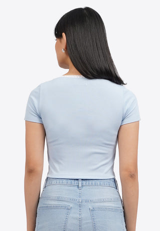 Square Neck Lace Crop Top